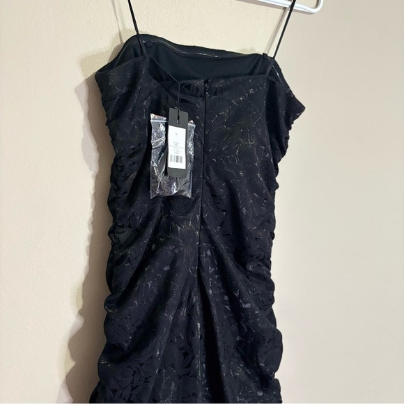 Dynamite Strapless Black Floral Pattern w Sheen Ruched Bodycon Party Dress NWT - Picture 13 of 16